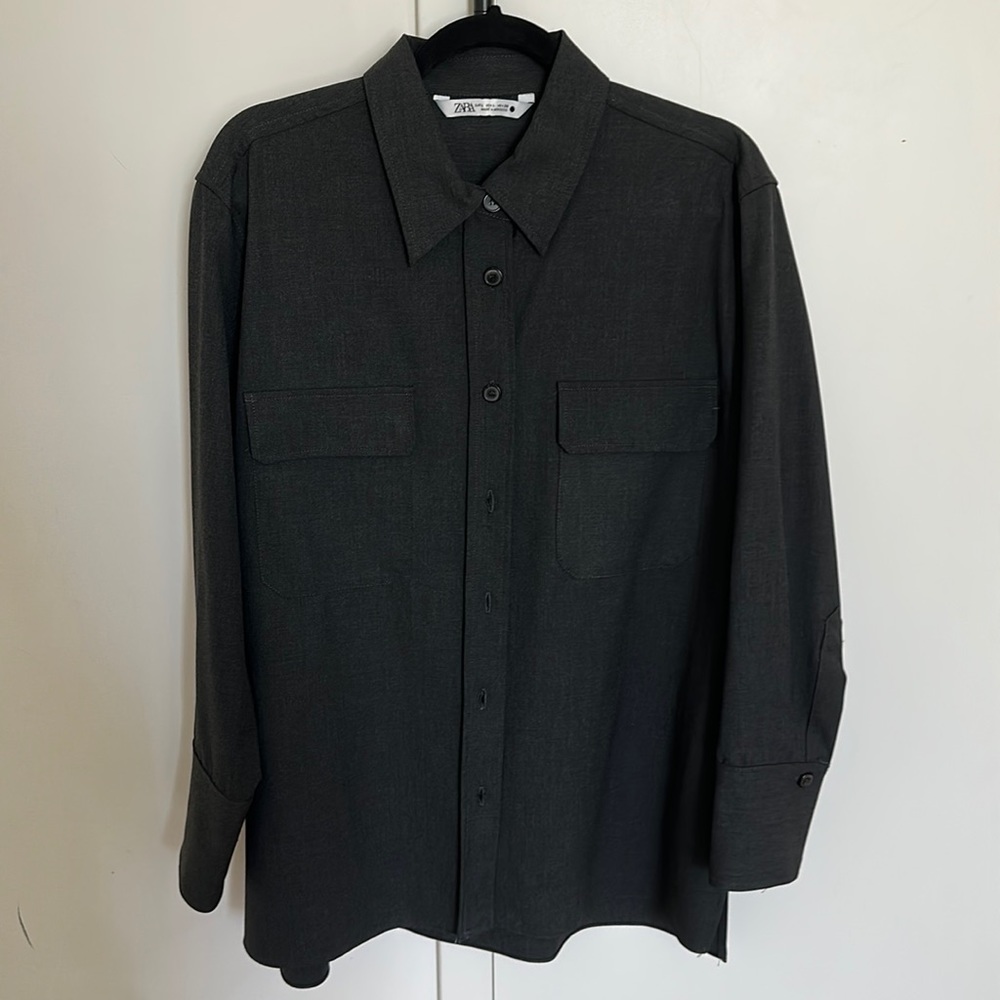 Zara Women’s Grey Button-down Shirt
